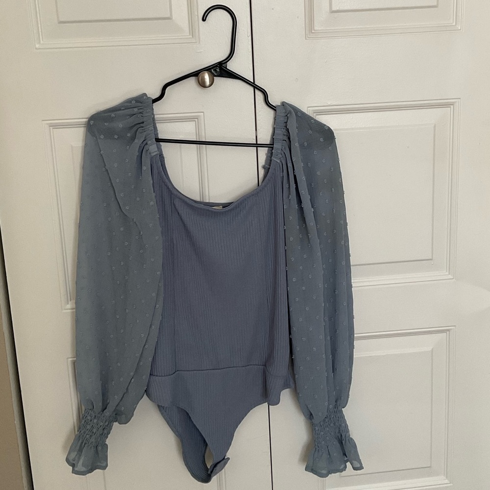 Blue Long Sleeve Bodysuit